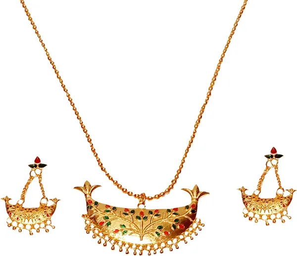 Assamese_Traditional_Gold_Plated_Multi_Colour_Joon_Chain_Jewellery_Set_For_Women